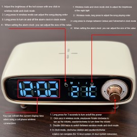 Retro Desktop Wireless Speaker, 15W with Charging Function, Clock Alarm & Temperature Display, Ambient Light - Multi-Functional Creative Design for Bedside/Office Use or as a Gift, Home Decor Gadget, Bedside Speaker, Stylish Decor, Vintage Aesthetic, Sleek Material, Compact Build, Multifunctional Device, Office Workers, Home Users