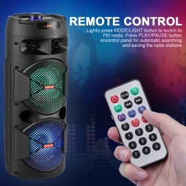 Portable Bluetooth PA Speaker - Dual 8'' Karaoke Speaker System with Microphone, Remote Control & Built-in Rechargeable Battery, MP3/USB/SD, LED Battery Indicator Lights - QS-2821