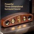 [Wireless Smart Soundbar] Wireless Smart Soundbar | 5.0 Channel Speaker System with Subwoofer - Home Theater Stereo, Compatible with TV/PC/Smartphone/Tablet - Elegant Wood Grain Finish - Portable Design with Low Frequency, Type-C, and 5-Watt Max Power for Rich Bass and Clear Sound - Ideal for Parties, Gaming, Movies - Perfect Gift for Music Lovers