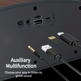 [Wireless Smart Soundbar] Wireless Smart Soundbar | 5.0 Channel Speaker System with Subwoofer - Home Theater Stereo, Compatible with TV/PC/Smartphone/Tablet - Elegant Wood Grain Finish - Portable Design with Low Frequency, Type-C, and 5-Watt Max Power for Rich Bass and Clear Sound - Ideal for Parties, Gaming, Movies - Perfect Gift for Music Lovers