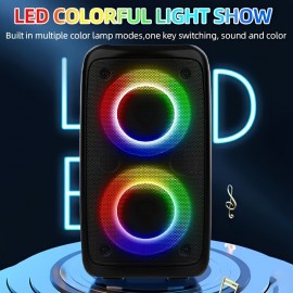 HY-3317 Wireless Outdoor Speaker: Subwoofer, mic, TWS, TF/AUX, disco lights, ideal for smartphones, tablets, karaoke, portable.