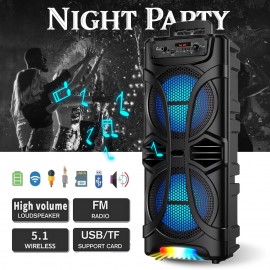 Dual 8'' Large Wireless Speaker, 6800 Peak Powerful Loud Sound, Stereo Sound, Portable Outdoor Speaker Wireless, Long Playtime, USB/TF/BT/AUX/FM/TWS, Cool Lights for Party, Camping, Beach, Backyard, Home, Work, Outdoor Speaker System, Home Audio