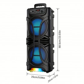 Dual 8'' Large Wireless Speaker, 6800 Peak Powerful Loud Sound, Stereo Sound, Portable Outdoor Speaker Wireless, Long Playtime, USB/TF/BT/AUX/FM/TWS, Cool Lights for Party, Camping, Beach, Backyard, Home, Work, Outdoor Speaker System, Home Audio