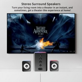 2.1 Channel Combo Speaker System with Subwoofer - USB Powered, Stereo Sound for PC, Laptop, Game Console, TV, and More - Ideal for Home Entertainment, Gaming, and Outdoor Activities, Entertainment System|Modern Speaker Design|Durable Build Quality, 2.1 Channel Sound