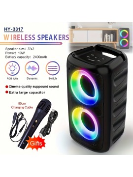 Portable Speaker, Wireless Speaker with Microphone, Large Speaker, Subwoofer, Party Disco Light, TWS, TF, AUX, MIC, Suitable for Party Use, Outdoor Wireless Speaker [Five Holiday Gifts]