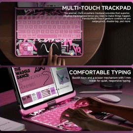Suitable For IPad 10th Generation Protective Case With Keyboard Lazy Bracket 7-color Backlight Lifting And Rotating Pen Holder Storage Wireless Magic Keyboard Protective Case For 2022 New IPad 10th Generation 10.9 Inch/iPad Air 13 Inch M3/M4 (pink)