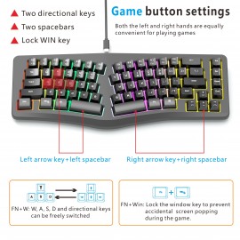Human Ergonomics Wired 69-Key Compact Keyboard with RGB Backlighting, Transparent Gaming Design, Portable and Comfortable for Home Office Use, USB Powered, Gaming Keyboard, Ergonomic Keyboard, Modern Keyboard