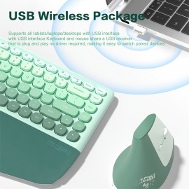 2.4Ghz Wireless Split Keyboard and Mouse Colorful Ergonomic Keyboard with Wrist Rest Multi Device Keyboard Mouse Combo for Laptop/Desktop