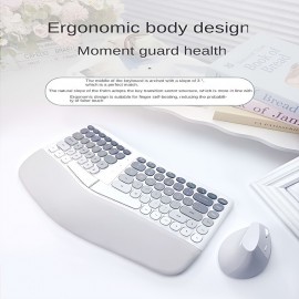 2.4Ghz Wireless Split Keyboard and Mouse Colorful Ergonomic Keyboard with Wrist Rest Multi Device Keyboard Mouse Combo for Laptop/Desktop