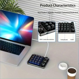Sixteen-key compact keyboard with multiple key combinations for quick customization, convenient office design, keyboard drawing, keyboard, mechanical keyboard for windows system(The keyboard is wired only).,  Quick Access Keys, Portable Keyboard