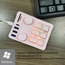 6 Knob, 18-Key Triple Function Key Keyboard with USB Hub 3-Port Data Transfer, SD/TF Card Reader Combo, Multifunctional, One Key for Paste Copy, Gaming Keyboard, Keyboard For Computer, Keyboard For Laptop, Keyboard For Pc