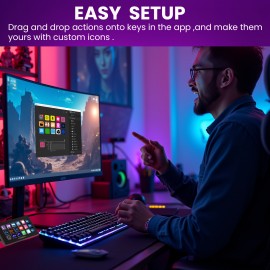 Upgrade 15-Key Programmable Macro Pad - One-Click Control for OBS Studio, Twitch & YouTube Streaming, Video Editing ( Premiere Pro, DaVinci Resolve), Stock Trading & PC/Mac Shortcuts - Mechanical Keyboard with OLED Display & Knob, USB-Powered, No Battery Needed, Compact Design for Efficient Work, Streaming Accessory, Modern Aesthetic, Durable Construction, Keyboard And Mouse Set, Mechanical Keyboard, Gaming Keyboard