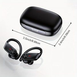 Wireless Earbuds 5.4 Headphones Sports, 75H Stereo Deep Bass Over-Ear with Earhooks, 4 ENC Mic, LED Display for Running Workout Exercise Gym, Exercise Audio Gear, Ergonomic Fit, Premium Audio, Noise Isolation, Music Lovers