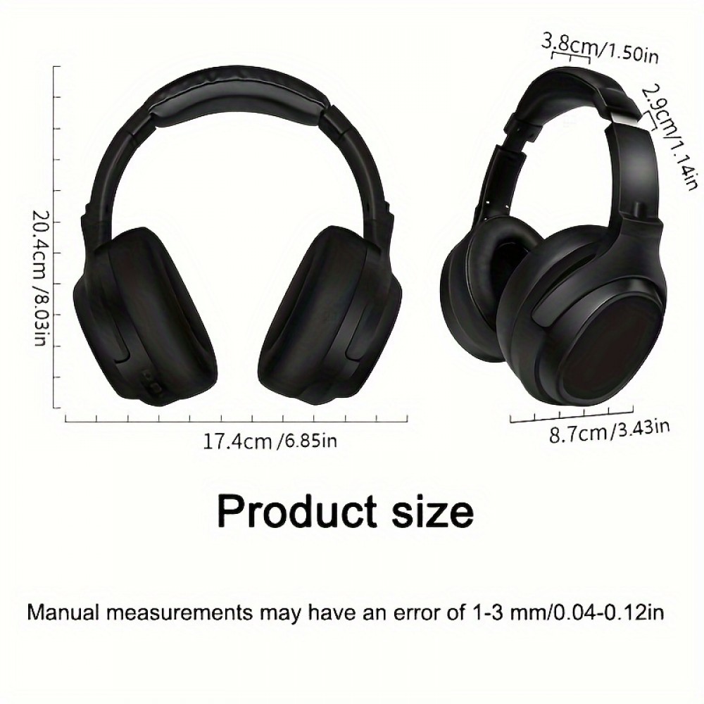 D-815Head-mounted wireless gaming headphones with large earmuffs, over-ear headphones, large battery, long battery life, heavy bass, HiFi heavy bass headphones with radio function, game music ears, foldable, adjustable, rotatable headphones, can answer calls, wireless  supports TF card playback, AUX cable, smart device, large speaker Type-C interface headphones can switch to music headphones, Wired Headphones, Headphones Noise Cancelling, Headphones Wired, Gaming Headset,