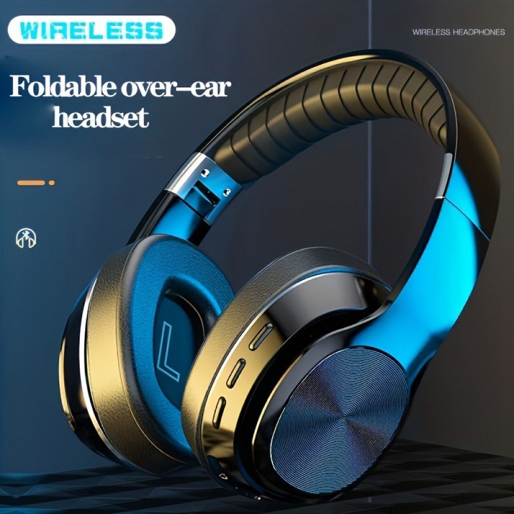 High-End Wireless Over-Ear Headphones with Wireless, Surround Sound & Noise Isolation - Foldable Closed-Back Headset, -C, Compatible with iPhone/, TF Card/SIM/Radio Modes for Gaming,, Music (, Plug-and