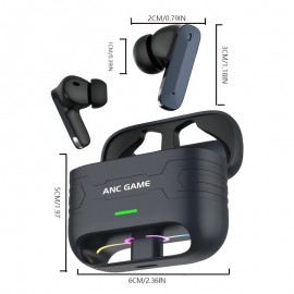 ANC+ENC Dual Noise-Canceling Wireless Headphones | Wireless Wireless Earbuds 6.0 with Hall Magnetic Auto-Connect Upon Opening, 20Ms Low Latency for Gaming + 24H Long Battery Life, Vibrant RGB Case, Suitable for Music, Sports, And Calls (Compatible with Apple And Android).