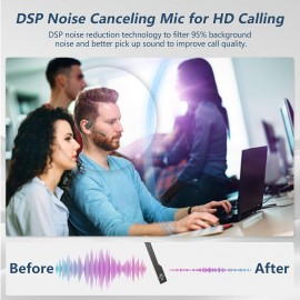 Wireless headset with detachable microphone, noise cancelling wireless headset for cell phones, laptops, outdoor headset for office meetings, running, cycling, business driving, Office Meeting Headset, Cycling Headset, Lightweight Headset