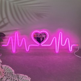 Personalized LED Neon Heart Photo Light - USB Powered, Customizable Wall Decor with Love Design, Perfect Gift for Couples, Weddings, Birthdays, Valentine's Day, Mother's Day, Home Decor