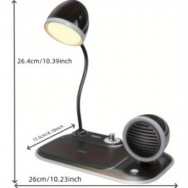 LED Desk Lamp For Home Office, Wireless Charging Small Desk Lamp, Bedside Touch Lamp, Reading Night Light With Clock, Dimmable, Bedside Lamp For College Dorm, Bedroom, Wireless Charging Station For IPhone 16/15/14/13/12