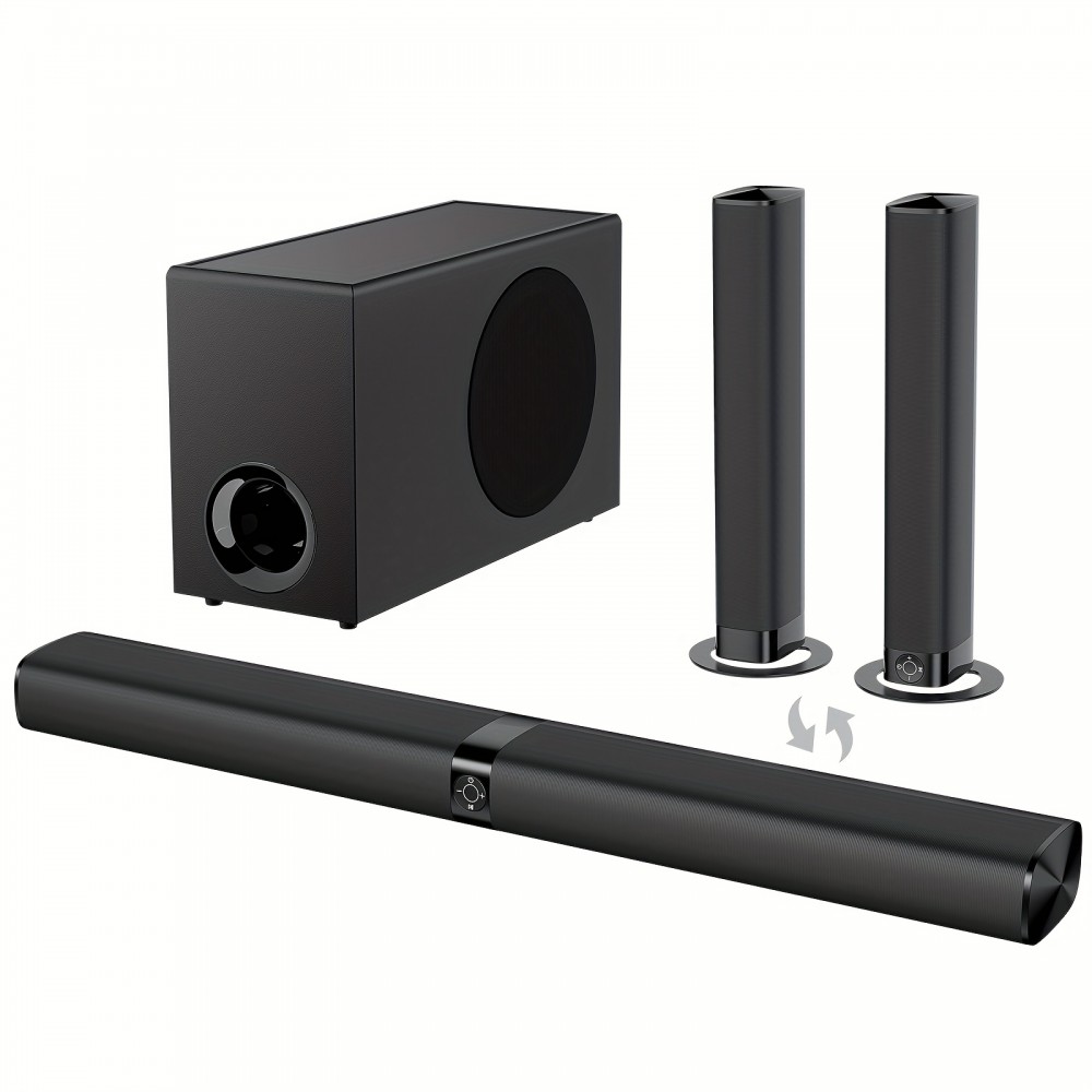 60W TV Speakers, Smart TV Speakers Wireless Speaker, Wired and Wireless Speakers, with ARC/ Optical/ AUX Connection, Detachable 32inch Speakers