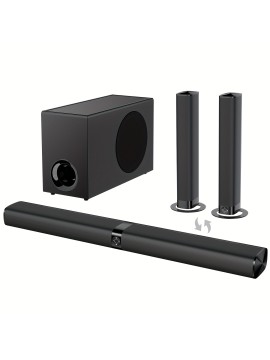 60W TV Speakers, Smart TV Speakers Wireless Speaker, Wired and Wireless Speakers, with ARC/ Optical/ AUX Connection, Detachable 32inch Speakers
