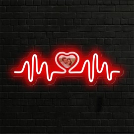 Personalized LED Neon Heart Photo Light - USB Powered, Customizable Wall Decor with Love Design, Perfect Gift for Couples, Weddings, Birthdays, Valentine's Day, Mother's Day, Home Decor