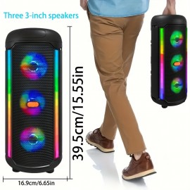 [Portable Wireless Speaker] 3500W portable wireless speaker, 3 speakers and color LED lights, long-lasting battery, USB/AUX input, wireless, microphone input, TWS support, outdoor camping design, family gatherings, charming gifts for Father's Day/Mother's Day, outdoor audio, modern audio equipment, high-quality audio