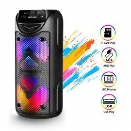 [Portable Wireless Speaker] 4000W Portable Outdoor Wireless Speaker with Colorful Light Effects | Subwoofer Sound System, 2400mAh Capacity, Type-C Charging, USB FM TF Card AUX MIC Knob + Button Control