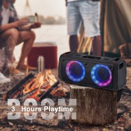 Portable Bluetooth Speaker, with Dual 6.5'' Drvers, Colorful LED And 7500W Wireless Stereo to Immerse Your Party, Adjustable Strap, Ultra Lightweight Portable Design, BT/TF/TWS/USB/AUX, Suitable for Party/Outdoor/Travel, Portable Speaker with Radio Vintage, Home Entertainment, Party Speaker, Sleek Design, Colorful Lighting, Reliable Performance, Sturdy Construction, Aux Speaker, USB Speaker, Party Hosts, Outdoor Enthusiasts