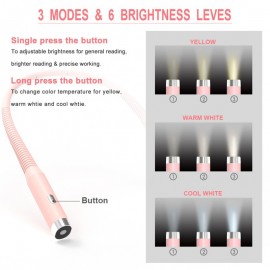 LED Neck Reading Lamp, Bed Reading Lamp, Tri-color Dimming, 6 levels of brightness for cozy bedtime reading, knitting & crafting, camping, outdoor hideaway setup, ideal gift for Halloween & Christmas!, Camping Lantern, Knitting Lamp, Adjustable Lamp