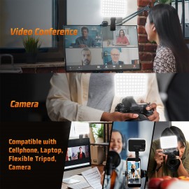 LED Rechargeable Clip Fill  Conference Light with Front & Back Clip, Adjusted 3 Light Modes for Phone, iPhone, Android, iPad, Laptop, for Makeup, TikTok, Selfie, Vlog