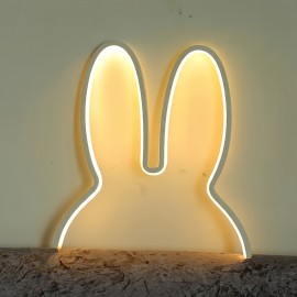 1pc Cute Bunny LED Night Light - Pastel Bedroom, Office, Desk Decor - USB-Powered Wall or Tabletop Lamp - Ideal Gift for Women, Teens, Valentine's, Mother's Day - Minimalist Rabbit Lighting Fixture